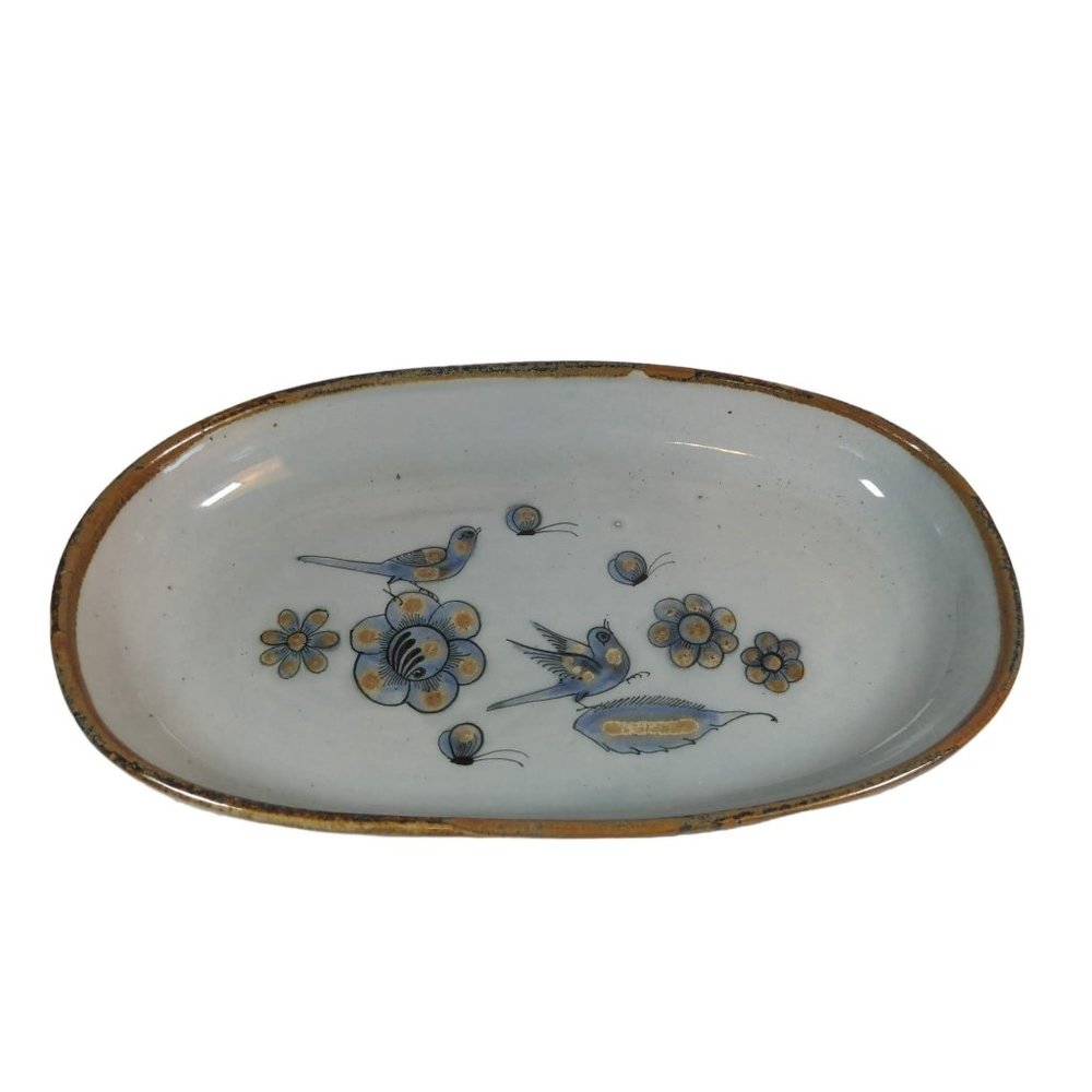 VTG Ken Edwards Tonala Mexico Pottery Oblong Platter El Palomar Blue Handpainted